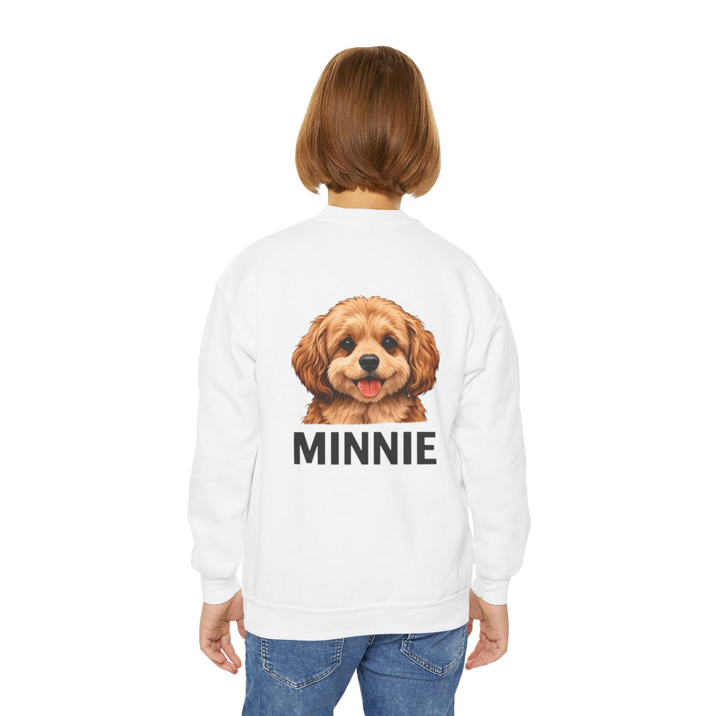 Personalized Kids Sweatshirt Cute Puppy Portrait with Name (Minnie)