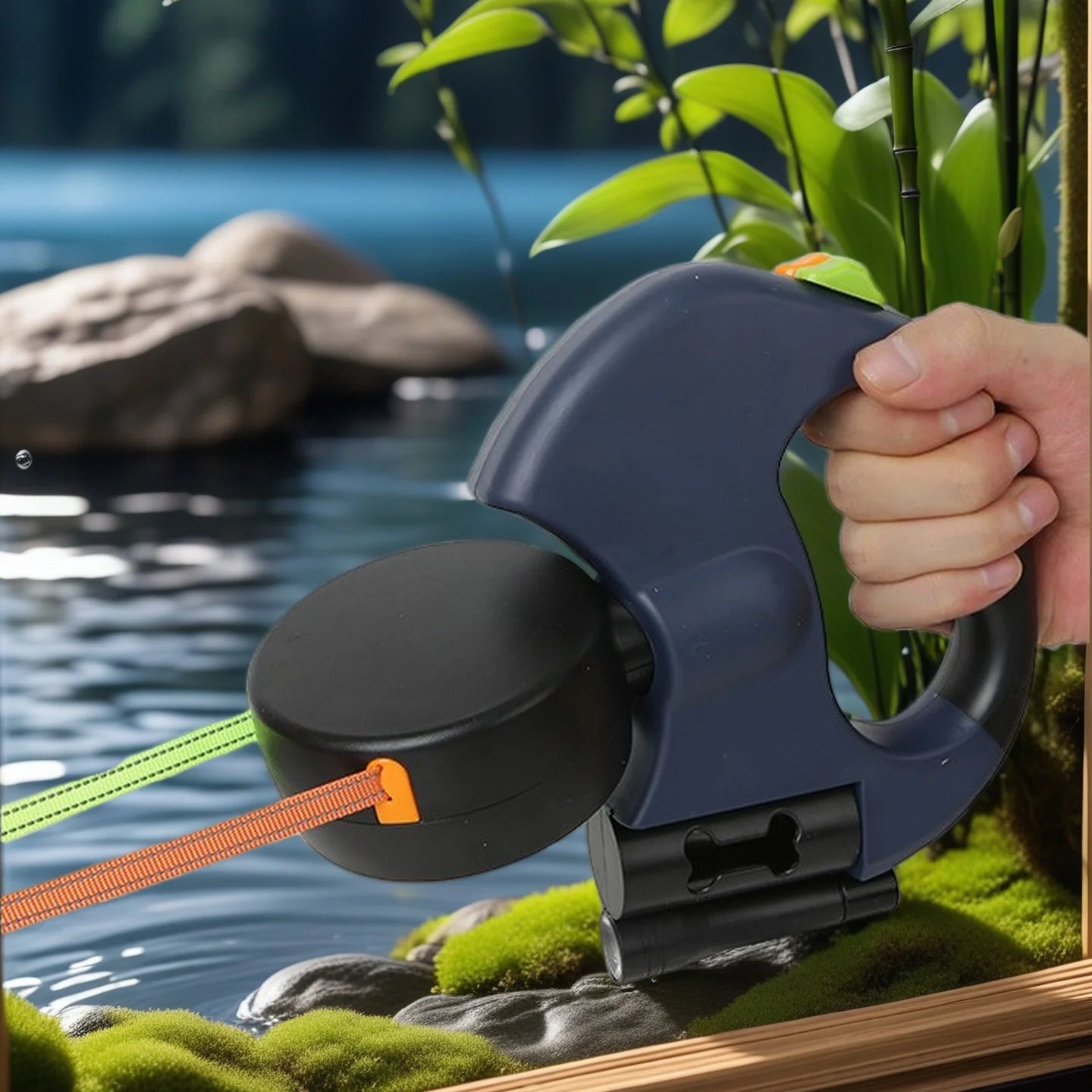 Dual retractable dog leash with led light